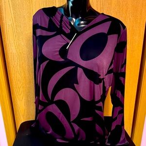 Liz Claiborne Purple and Black Abstract Top
